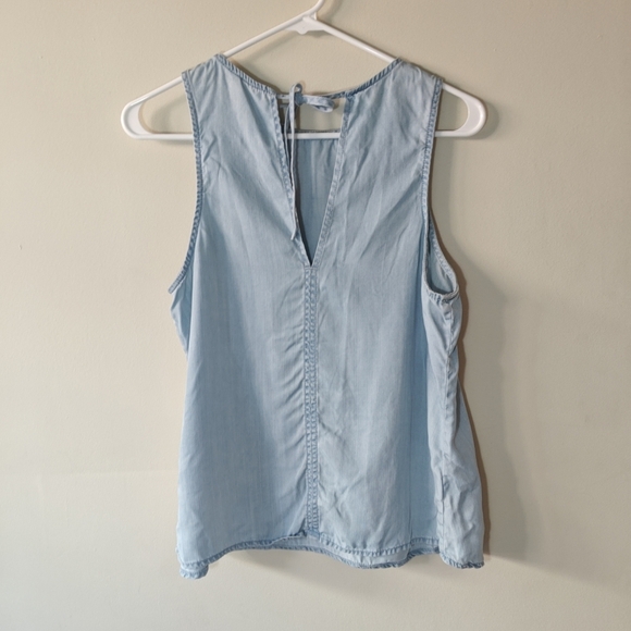 Gap Medium Cotton-Like Light Blue Sleeveless Tank Top Tie Up Relaxed Fit Blouse - Picture 5 of 7